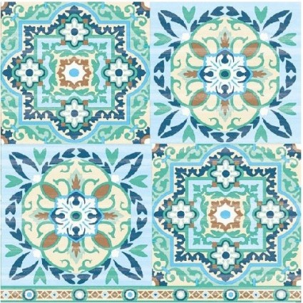 Servilleta Decoupage Tiles Green